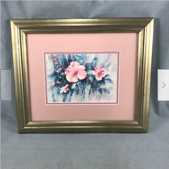 Vtg 13x11 Framed Matted Art Print Pink Floral Wall Picture Huibert Van Drimmelen - Picture 2 of 5